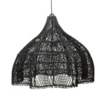 Royal Whipped Lampshade M Black – Handwoven Rattan Sculptural Pendant