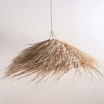 Moroccan Straw Lampshade – Natural Palm Leaf Parasol Pendant - Image 6