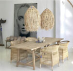 Shaggy Pendant Natural L – Handwoven Rattan Boho Lampshade - Image 6