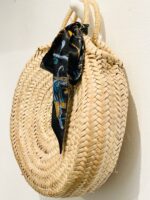 🎀 Round Basket Bag with Fabric Bow – Handmade & Stylish - Image 2