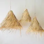 Moroccan Straw Lampshade Conical – Handwoven Palm Leaf Pendant Light