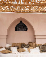 Royal Whipped Lampshade M Black – Handwoven Rattan Sculptural Pendant - Image 4