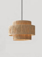 Moroccan Straw Art Pendant Light Raffia – Handwoven Natural Palm Leaf Lampshade - Image 3