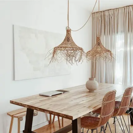 Mykonos Pendant Natural M – Handcrafted Rattan Coastal Boho Lampshade