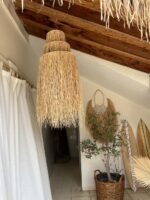 Waikiki Beach Lampshade – Natural Raffia Palm Leaf Tropical Pendant - Image 3