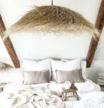 Moroccan Straw Lampshade – Natural Palm Leaf Parasol Pendant - Image 5