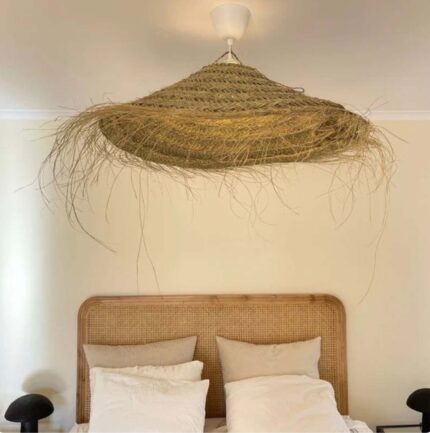 Casablanca Parasol Lampshade – Handwoven Moroccan Esparto Grass Pendant Light