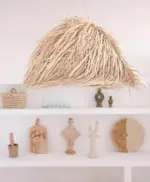 Moroccan Straw Lampshade Ball – Handwoven Palm Leaf Pendant Light