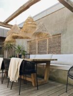 Moroccan Straw Lampshade Conical – Handwoven Palm Leaf Pendant Light - Image 4