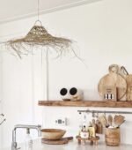 Casablanca Parasol Lampshade Ajouré – Handwoven Moroccan Esparto Grass Pendant